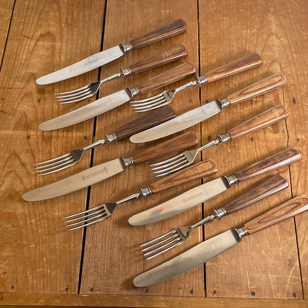 Herman Hahn Solingen Set of 6 Ea Table Knives and Forks Stainless