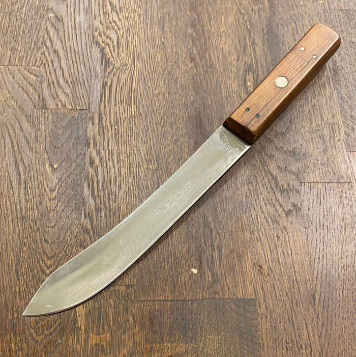 J. A. Henckels 8” Bullnose Scimitar Knife Hand Forged Carbon Steel Walnut 4 Pins & Rivet 1950’s?