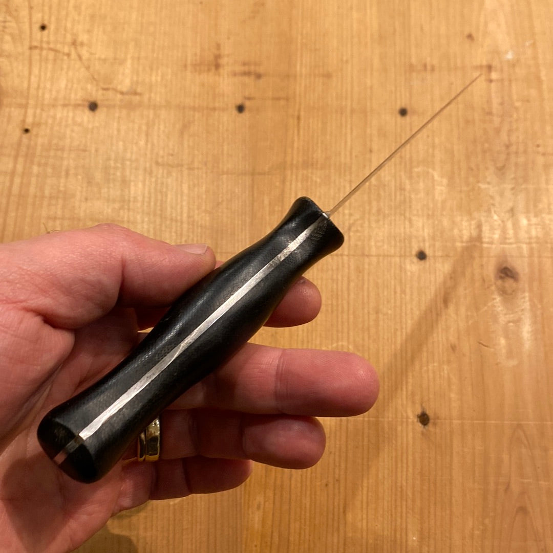 Handmade 4.25” Boning Knife Semi Flex Carbon Steel Linen Micarta