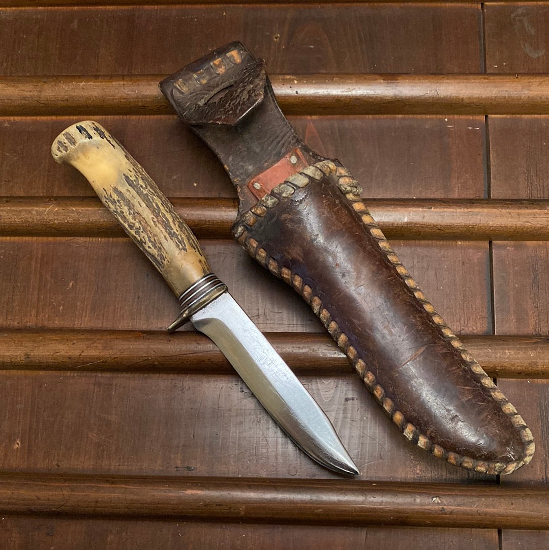 Morseth 5” Original Model 1 Stag Safe-Lok Sheath - Norway / Washington USA 1950’s