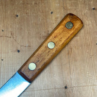 Landers Frary & Clark 11.5" Bullnose Scimitar Carbon Steel & Beechwood 19th C