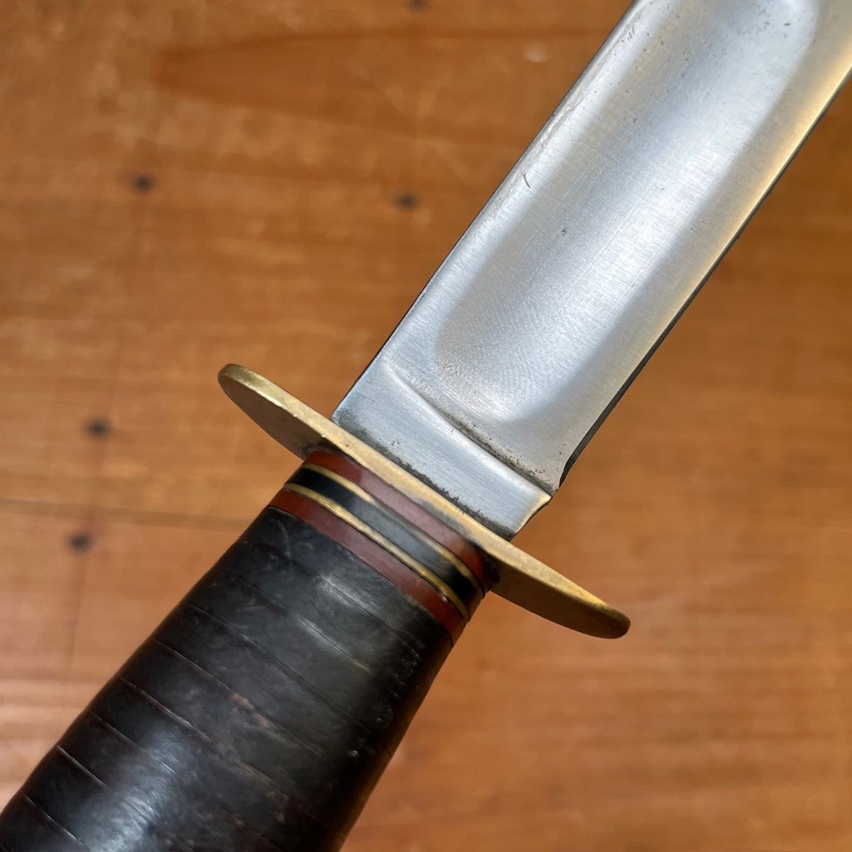 Case 5" Fixed Blade Marble's Style Carbon Steel Stacked Leather 1940s