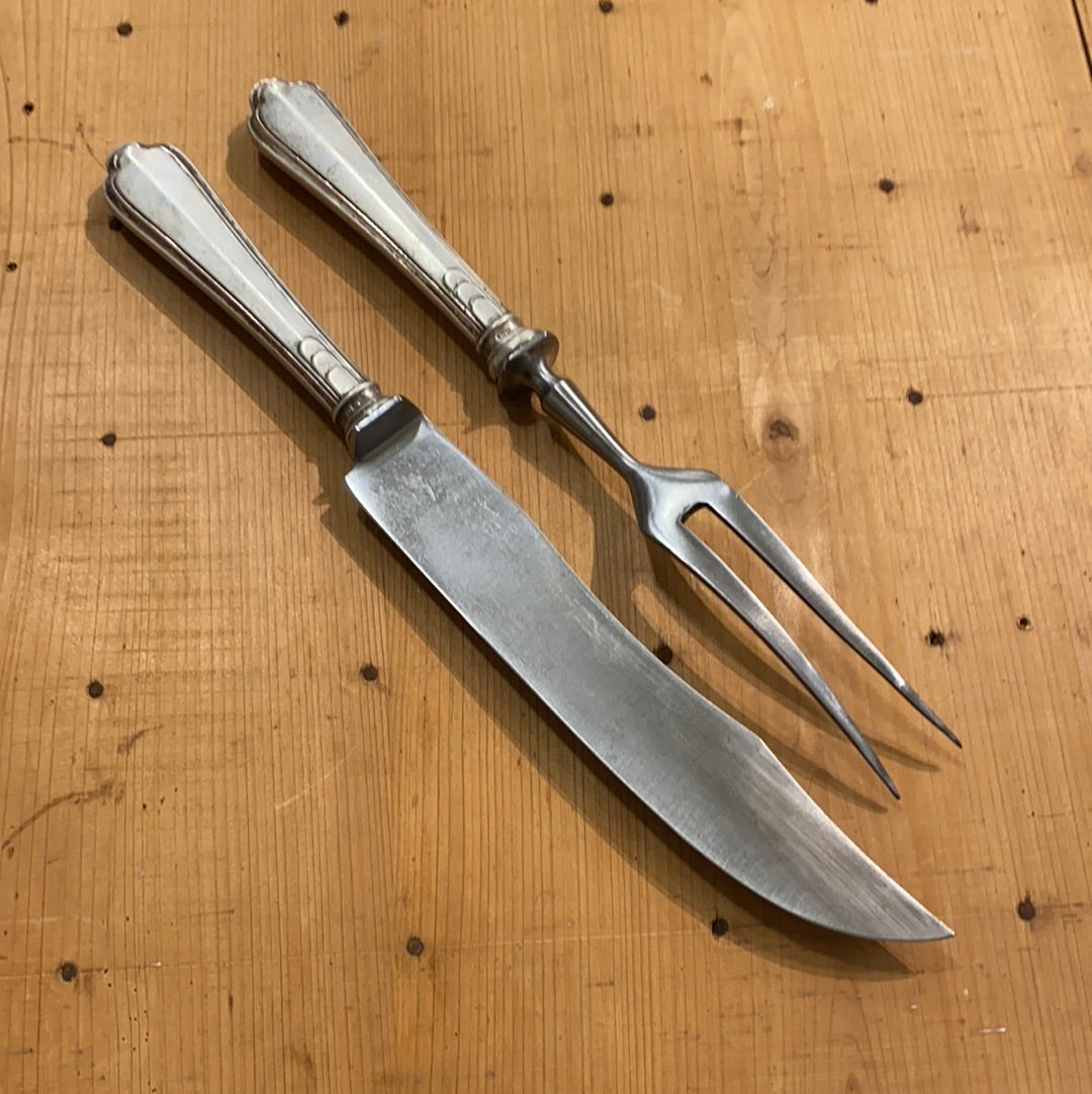 Art Deco Carving Set German Hallmark 800 Silver Handles