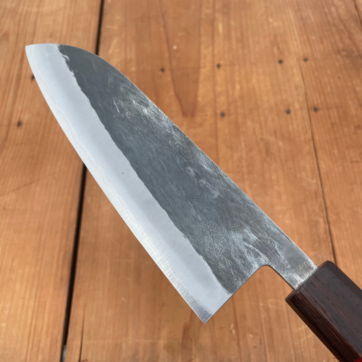 Hitohira TD 165mm Santoku Stainless Clad Aogami 2 Kurouchi Padauk Handle