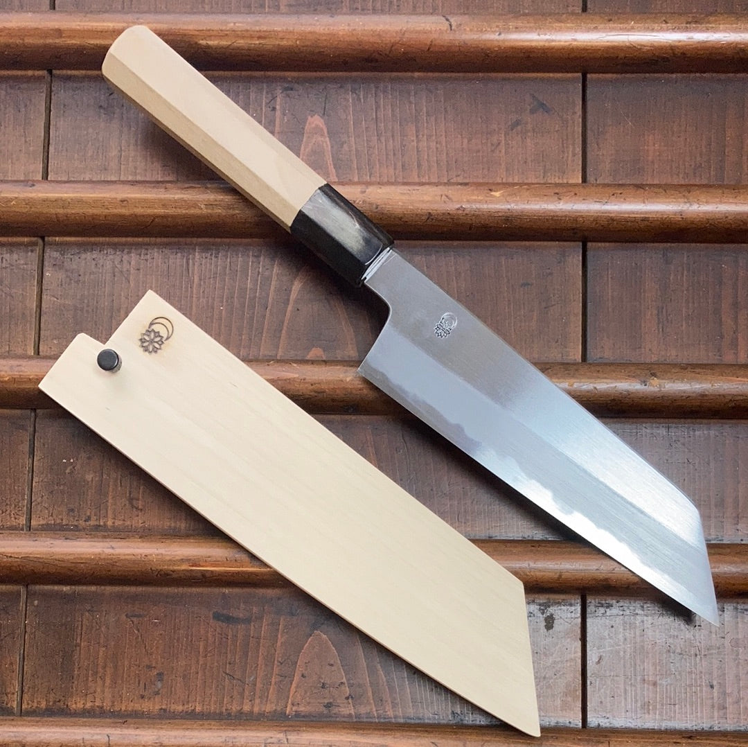 Sakai Kikumori Kikuzuki Kasumi 180mm Kiritsuke Santoku Shirogami 2 with Saya