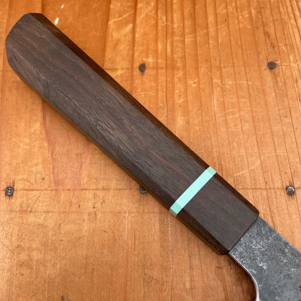 Alma Knife Co. Honesuki Kaku(Light) 52100 Kurouchi - Blackwood Tiffany Blue Divider