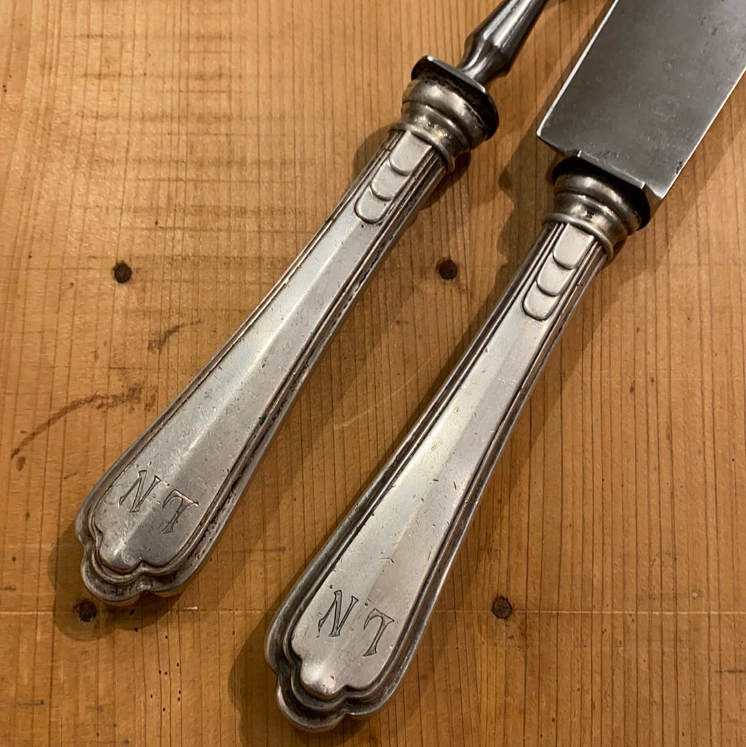 Art Deco Carving Set German Hallmark 800 Silver Handles