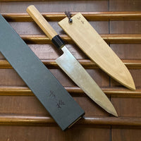 Sakai Konosuke Fujiyama FM 210 Gyuto Shirogami 2 - Ground by Myojin Naohito w saya