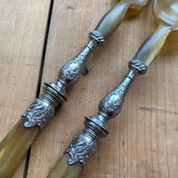 Unmarked Salad Serving Set Horn France 1920’s/30’s?