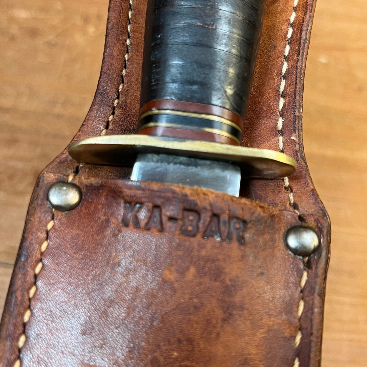 Case 5" Fixed Blade Marble's Style Carbon Steel Stacked Leather 1940s