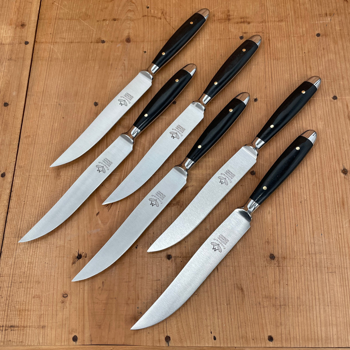 Eichenlaub Forged Tableware Steak Knife Set Stainless Paper Stone Polished Handles - 6 Pieces