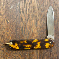 Unmarked 3 1/2” Wide Pen Knife Imitation Tortoise - France 1920’’s 30’s??