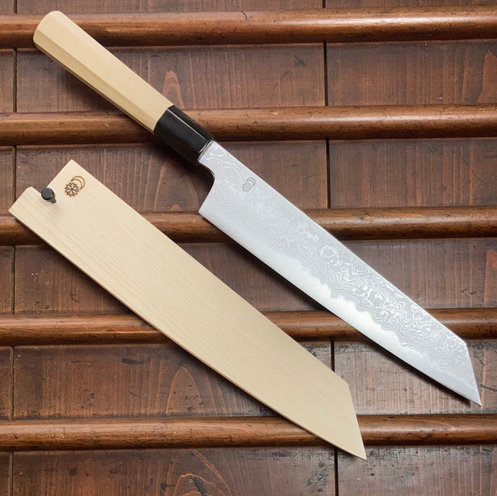 Sakai Kikumori Kikuzuki Uzu 240mm Kiritsuke Gyuto Aogami 1 with Saya