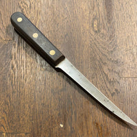 Unmarked (German?) 5.5” Boning Knife Semi Flex Carbon Steel Walnut Handle