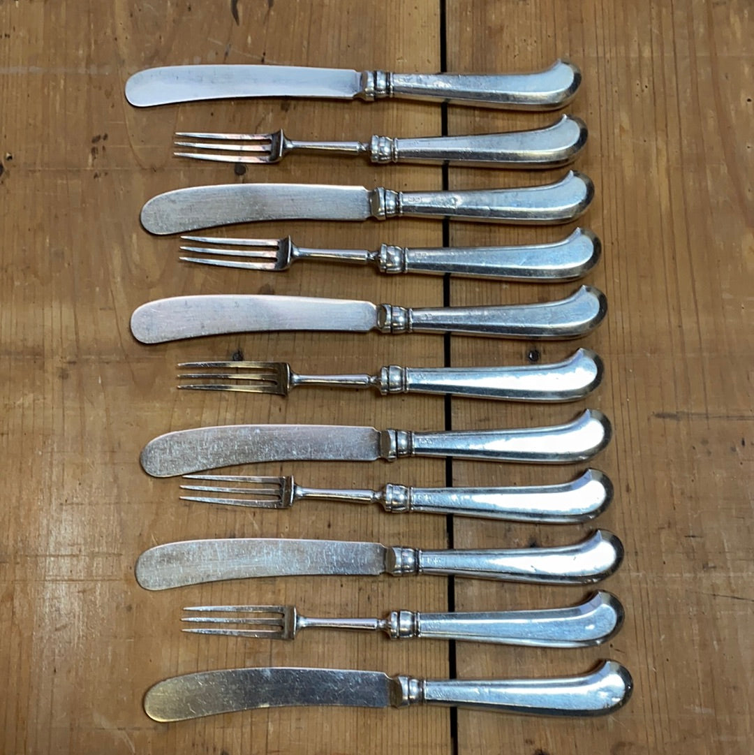 Thomas Bradbury & Sons Sterling Georgian Style Tea Forks & Knives Hallmarked 1926