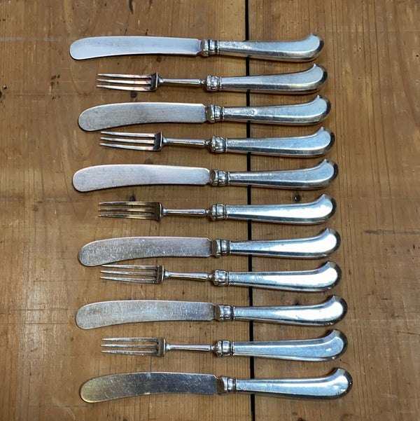 Thomas Bradbury & Sons Sterling Georgian Style Tea Forks & Knives Hallmarked 1926