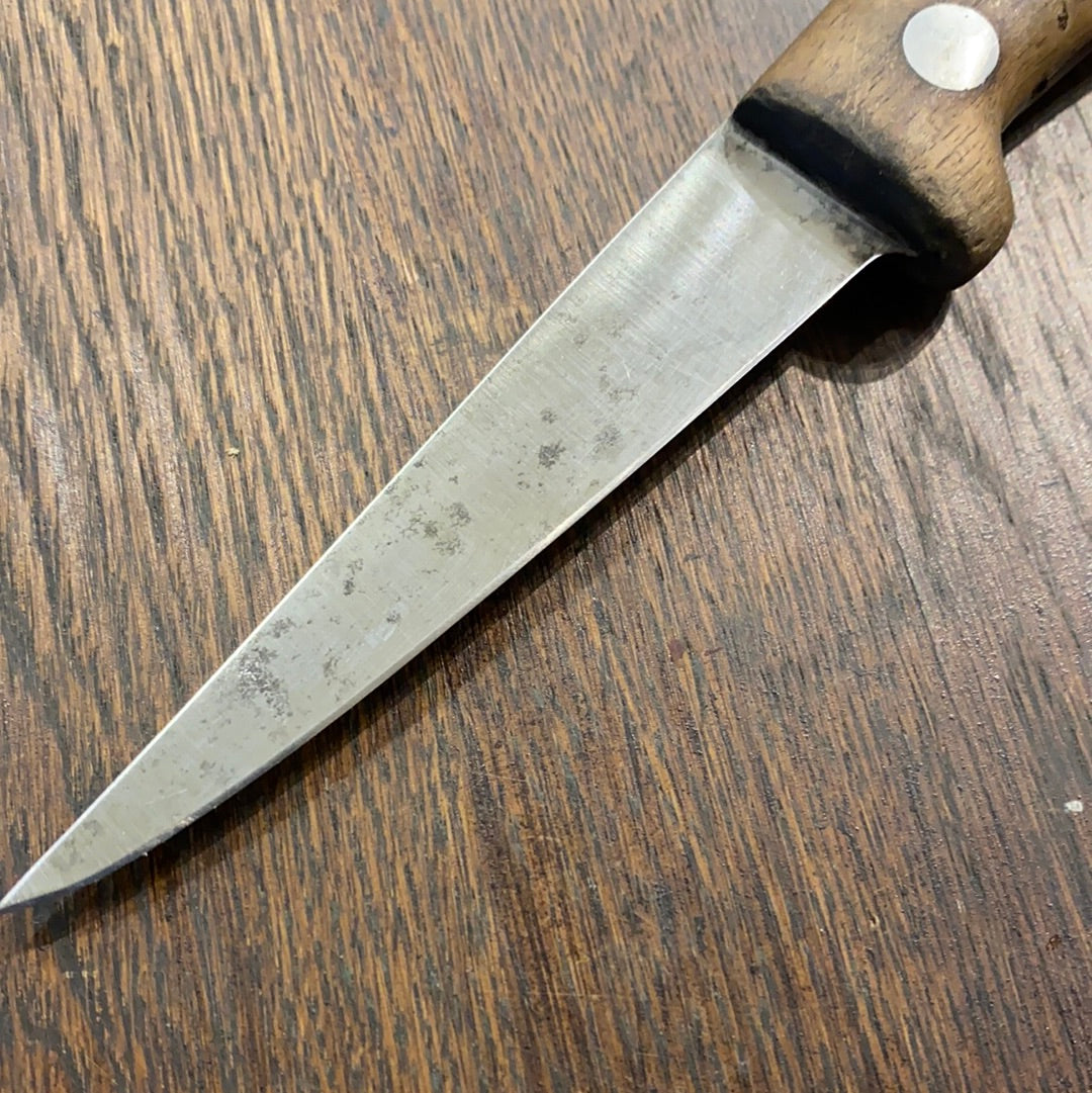 Unmarked German (Henckels?) 3.75” Boning Knife Carbon Steel