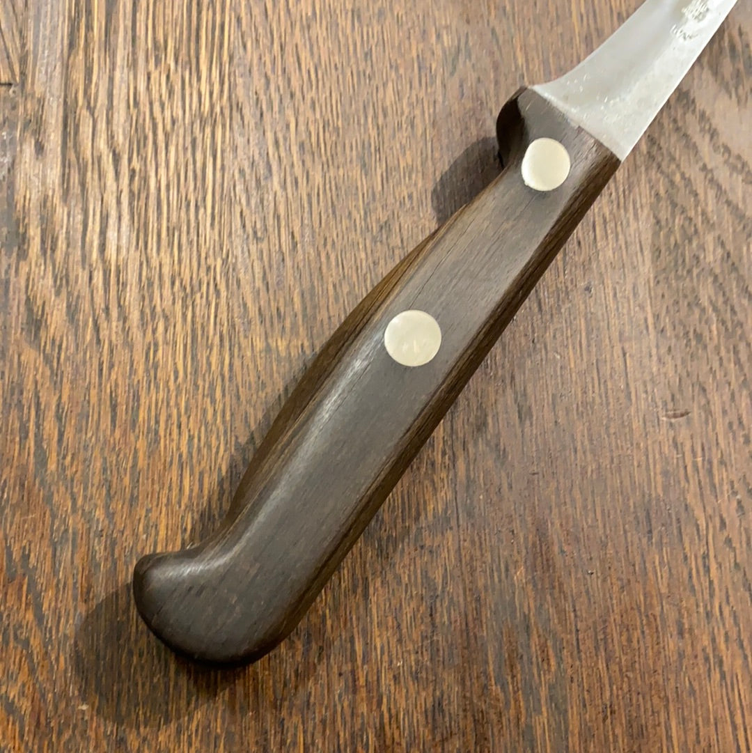 J A Henckels 5.5” Stiff Narrow Boning Knife Carbon Steel Walnut 2 Rivets 1950s