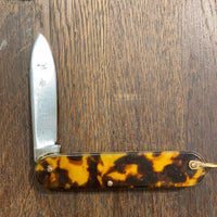Unmarked 3 1/2” Wide Pen Knife Imitation Tortoise - France 1920’’s 30’s??