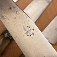 Au Kabile Table Knives Art Nouveau Carbon Steel & Horn France set of 4