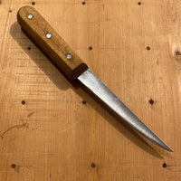 Unmarked 5” Stiff Boning Knife Carbon Steel & Beech USA 1930’s?