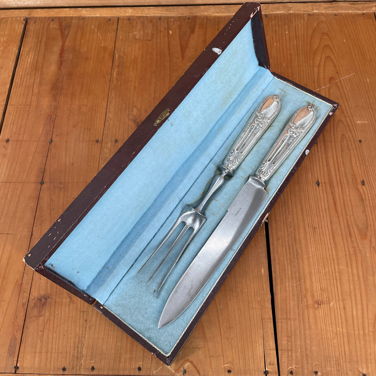 Antique Paris Carving Set Silver in Box