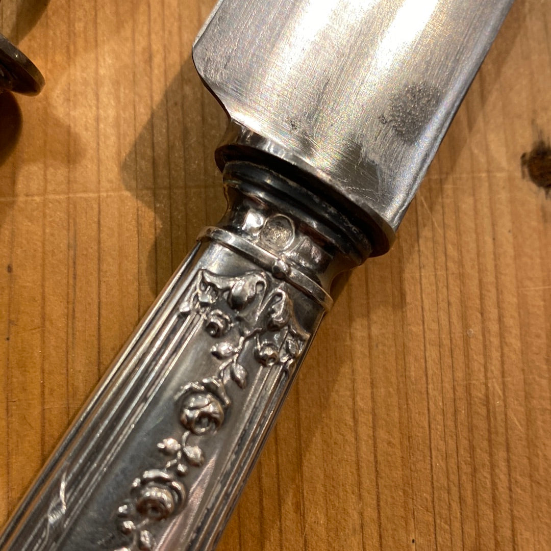 French Carving Set Silver & Carbon Steel Paris Acier Forge