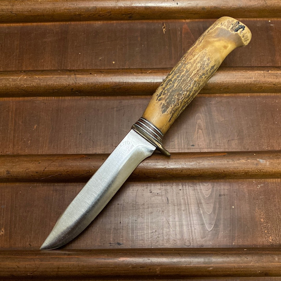 Morseth 5” Original Model 1 Stag Safe-Lok Sheath - Norway / Washington USA 1950’s