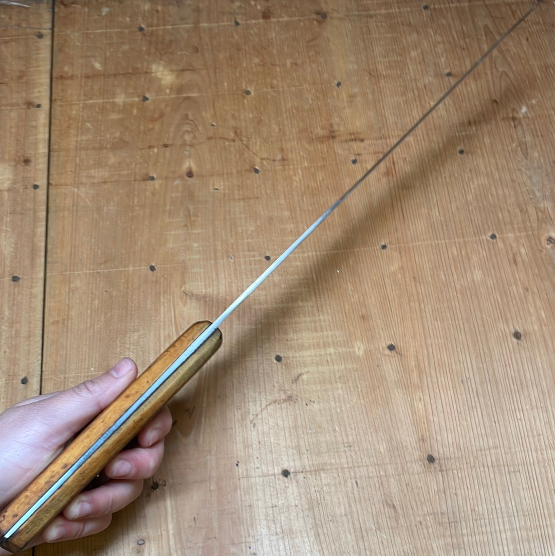 Landers Frary & Clark 11.5" Bullnose Scimitar Carbon Steel & Beechwood 19th C