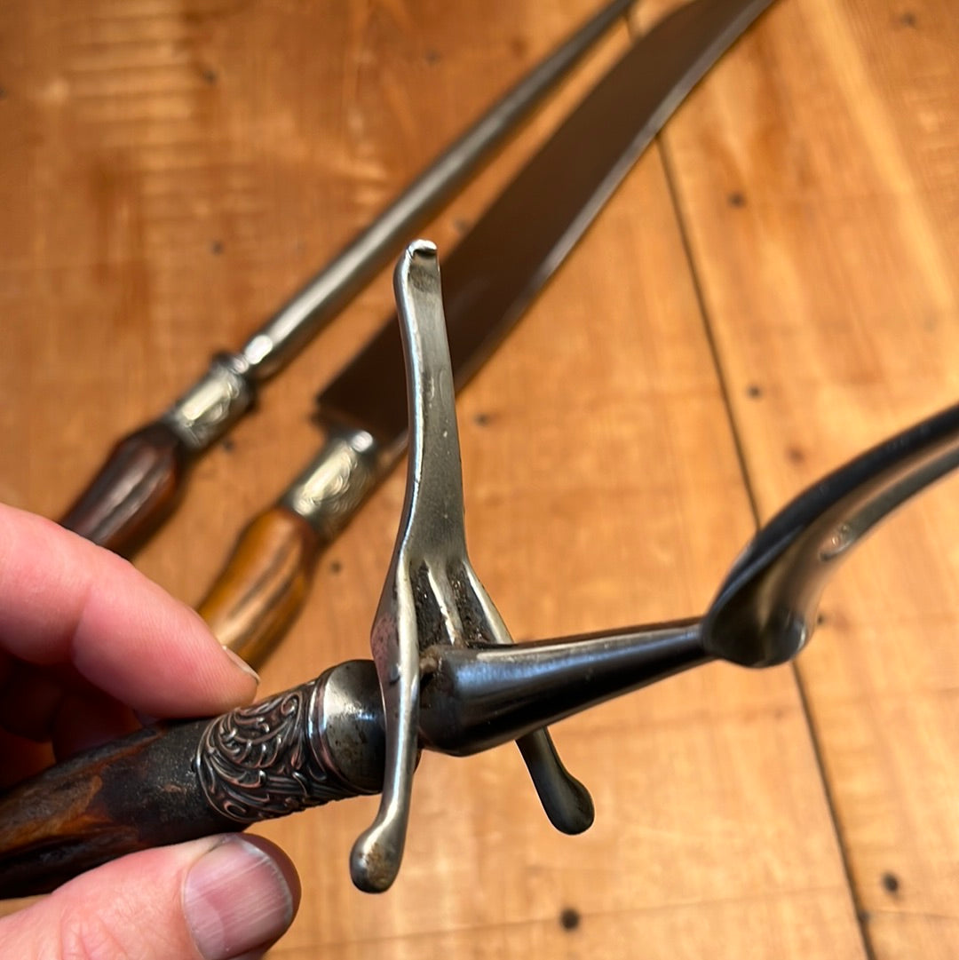 George Cowen 3 Pc Carving Set Carbon Steel Sheffield Stag Tip ~1890's ...