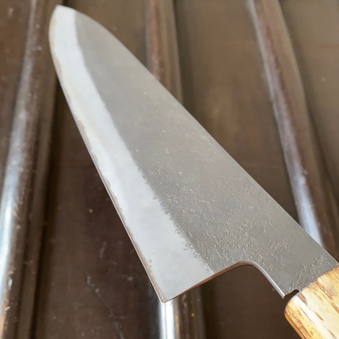 Konosuke Sanjo MB 240mm Gyuto Stainless Clad Shiro 2 Chestnut Handle & Saya