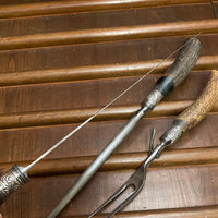 American Cutlery Co 3pc Carving Set Carbon Steel Stag c1900-1920