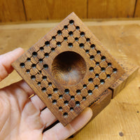 4 Piece Set of Hand-carved Square Geometric Pattern 7x7cm Ravioli Boards