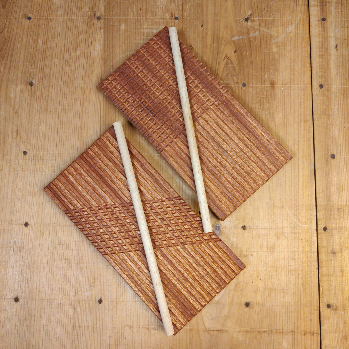 Large Hand-carved Cavarola/Gnocchi Pasta Making Board with Dowel