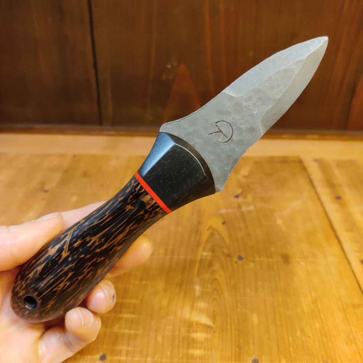 Alma Knife Co. Carolina Shucker - Black Palm | Gabon Ebony | Red G10 Liners