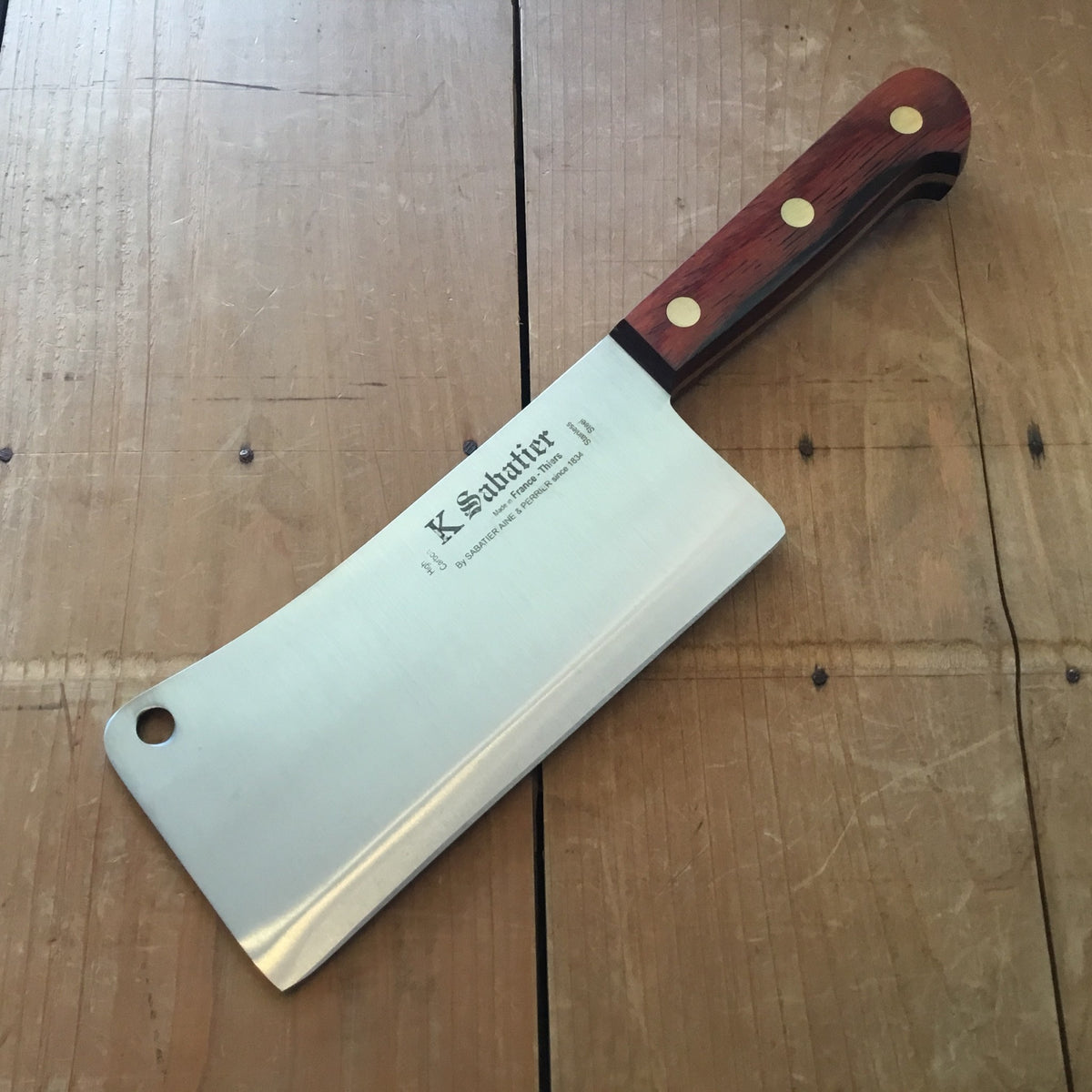 Mini Pocket Cleaver Knife, Olive Wood Handle, Carbon Steel Polish