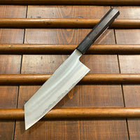 Sakai Kikumori Yugiri 180mm Kiritsuke Santoku Stainless Clad Aogami 1 Ebony with Saya