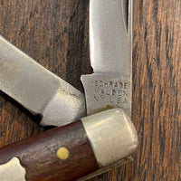 Schrade Walden 3 3/8" Stockman 832 Carbon Steel Wood Scales 1946-73