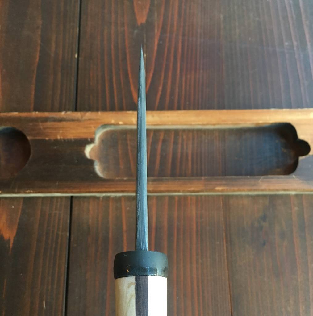 Tsukasa Hinoura 150mm Iron Clad Shirogami Hunting Knife Oak