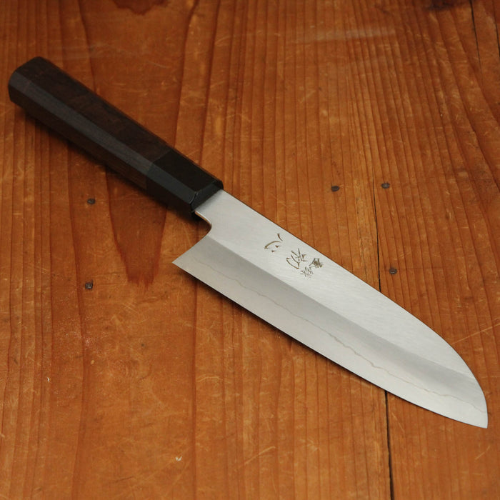 Hatsukokuro Nakagawa 170mm Santoku Ginsanko Ebony Handle