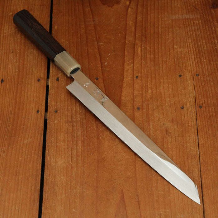 Hatsukokuro Nakagawa 270mm Kiritsuke Yanagi Shirogami 3 Abura Honyaki Ebony Blonde Buffalo Horn