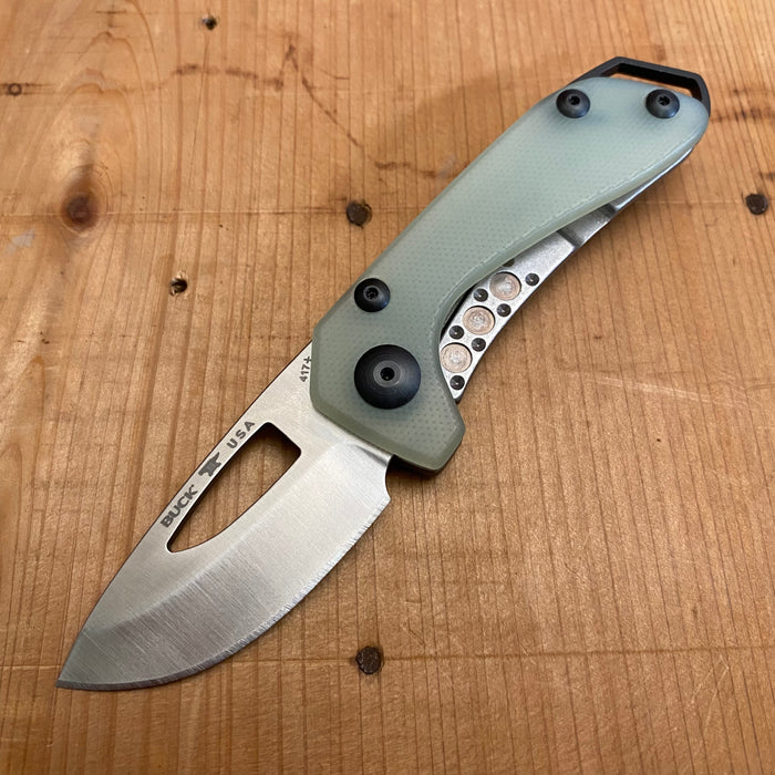 Buck 417 Budgie Drop Point S35VN Frame Lock Green G10 Handle