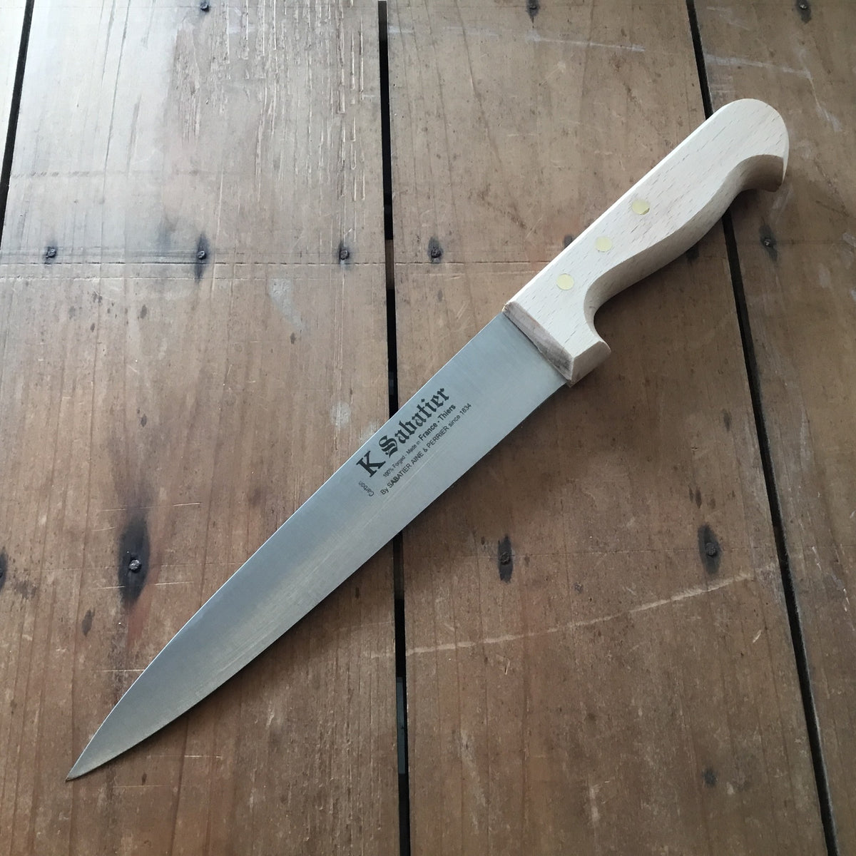 K Sabatier Saigner 8" / 20cm Butcher Knife Carbon Steel Beech