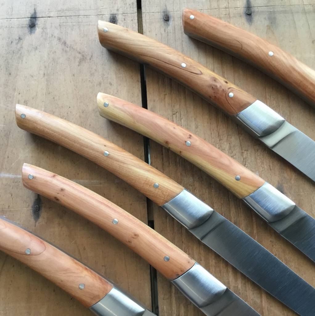 Chazeau Honoré Le Thiers Steak Knife Set Stainless Bolstered Juniper Handle - 6 Pieces
