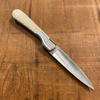 Fontenille Pataud Sperone 12cm Pocket Knife Carved Pinned Cow Bone Lockback