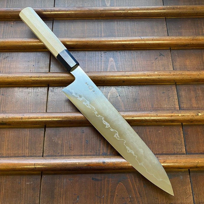 Takada no Hamono 240mm Gyuto Shirogami 2 Iron Clad Suiboku Finish Octagonal Ho & Horn Handle