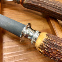 Harrods Carving Set  Carbon Steel Blade, Stainless Fork Carborundum Honing Rod C 1930's-50's