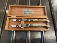 Fontenille Pataud Laguiole Steak Knife Set of 2 Ram Horn