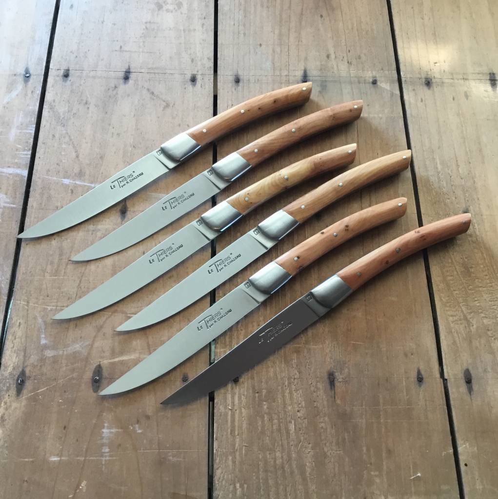 Chazeau Honoré Le Thiers Steak Knife Set of 6 Bolstered Juniper