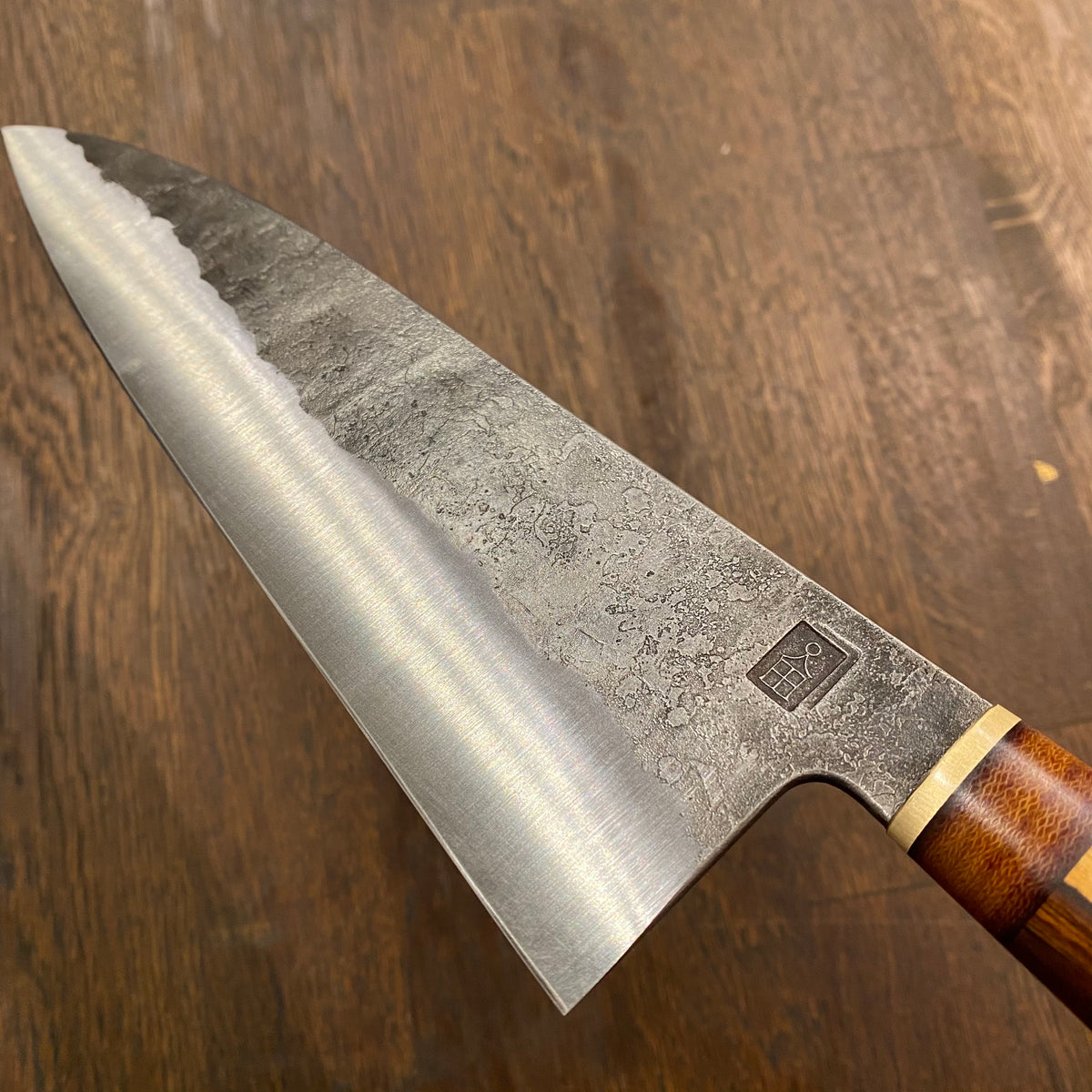 Astral Works 7.5” Chef Knife 52100 Carbon Steel 2 Tone Ironwood Oakland Ca.